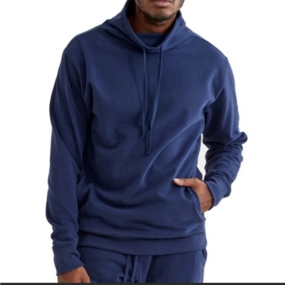 GOODLIFE Sueded Fleece Funnel Neck Pullover In Midnight